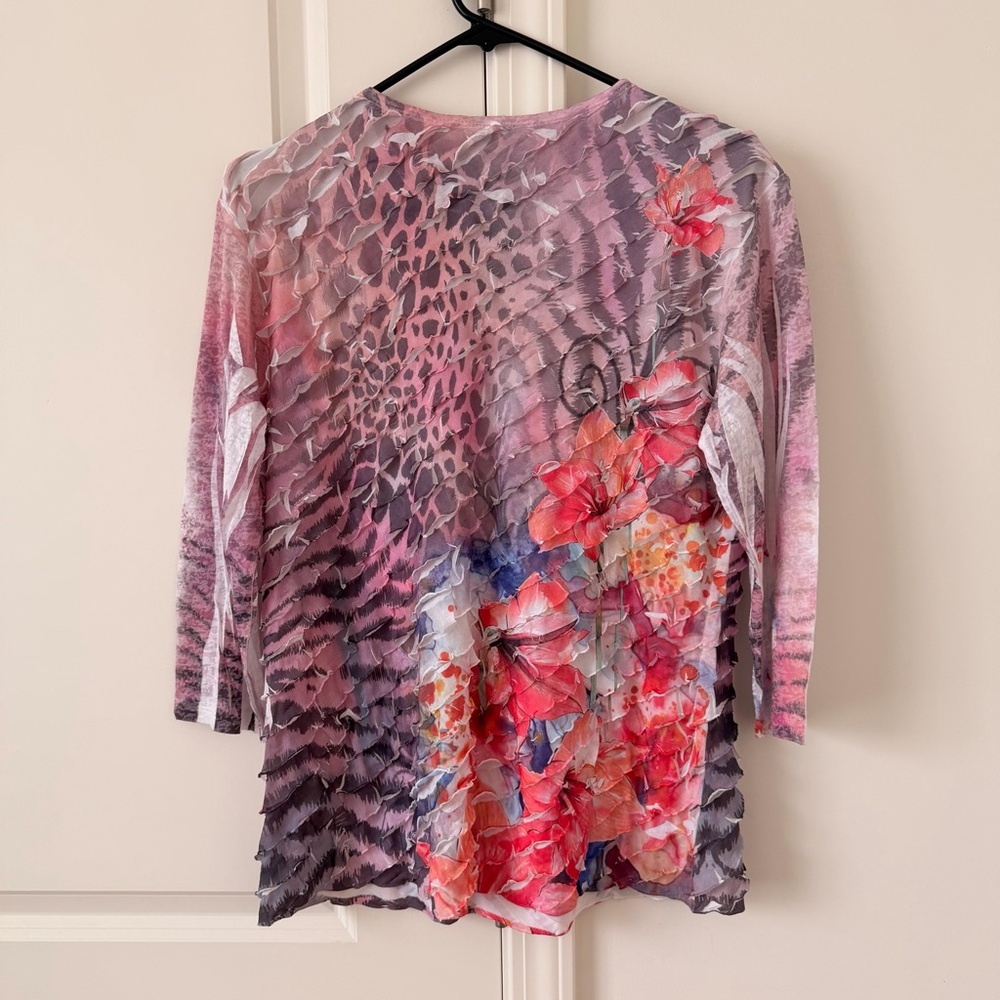 Jess & Jane USA Women's Floral Animal Print 3/4 Sleeves Y2K Casual Medium Spring - Picture 2 of 4